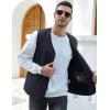 imageGihuo Mens Travel Vest Casual Outdoor MultiPocket VNeck Button Cotton Workwear VestNavy