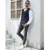 imageGihuo Mens Travel Vest Casual Outdoor MultiPocket VNeck Button Cotton Workwear VestNavy