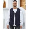 imageGihuo Mens Travel Vest Casual Outdoor MultiPocket VNeck Button Cotton Workwear VestNavy