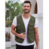 imageGihuo Mens Utility Fishing Vest Lightweight Outdoor Work Safari Travel Cargo Vest with MultiPocketsArmygreen