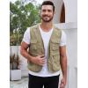 imageGihuo Mens Utility Fishing Vest Lightweight Outdoor Work Safari Travel Cargo Vest with MultiPocketsKhaki