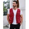 imageGihuo Mens Utility Fishing Vest Lightweight Outdoor Work Safari Travel Cargo Vest with MultiPocketsRed