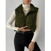 imageGihuo Womens Corduroy Puffer Vest Cropped Stand Collar Zip Up Vest Quilted Sleeveless Jackets GiletArmygreen
