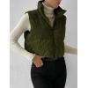 imageGihuo Womens Corduroy Puffer Vest Cropped Stand Collar Zip Up Vest Quilted Sleeveless Jackets GiletArmygreen