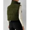 imageGihuo Womens Corduroy Puffer Vest Cropped Stand Collar Zip Up Vest Quilted Sleeveless Jackets GiletArmygreen