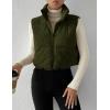 imageGihuo Womens Corduroy Puffer Vest Cropped Stand Collar Zip Up Vest Quilted Sleeveless Jackets GiletArmygreen