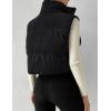 imageGihuo Womens Corduroy Puffer Vest Cropped Stand Collar Zip Up Vest Quilted Sleeveless Jackets GiletBlack