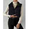 imageGihuo Womens Corduroy Puffer Vest Cropped Stand Collar Zip Up Vest Quilted Sleeveless Jackets GiletBlack