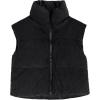 imageGihuo Womens Corduroy Puffer Vest Cropped Stand Collar Zip Up Vest Quilted Sleeveless Jackets GiletBlack