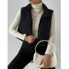imageGihuo Womens Corduroy Puffer Vest Cropped Stand Collar Zip Up Vest Quilted Sleeveless Jackets GiletBlack