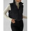 imageGihuo Womens Corduroy Puffer Vest Cropped Stand Collar Zip Up Vest Quilted Sleeveless Jackets GiletBlack