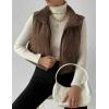 imageGihuo Womens Corduroy Puffer Vest Cropped Stand Collar Zip Up Vest Quilted Sleeveless Jackets GiletCoffee