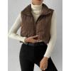 imageGihuo Womens Corduroy Puffer Vest Cropped Stand Collar Zip Up Vest Quilted Sleeveless Jackets GiletCoffee