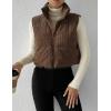 imageGihuo Womens Corduroy Puffer Vest Cropped Stand Collar Zip Up Vest Quilted Sleeveless Jackets GiletCoffee