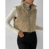 imageGihuo Womens Corduroy Puffer Vest Cropped Stand Collar Zip Up Vest Quilted Sleeveless Jackets GiletKhaki