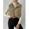imageGihuo Womens Corduroy Puffer Vest Cropped Stand Collar Zip Up Vest Quilted Sleeveless Jackets GiletKhaki