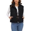 imageGihuo Womens Corduroy Puffer Vest Stand Collar Zip Up Padded Vests Sleeveless Quilted Jackets Snap Gilet with PocketsBlack