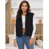 imageGihuo Womens Corduroy Puffer Vest Stand Collar Zip Up Padded Vests Sleeveless Quilted Jackets Snap Gilet with PocketsBlack
