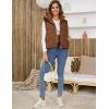 imageGihuo Womens Corduroy Puffer Vest Stand Collar Zip Up Padded Vests Sleeveless Quilted Jackets Snap Gilet with PocketsBrown