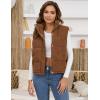 imageGihuo Womens Corduroy Puffer Vest Stand Collar Zip Up Padded Vests Sleeveless Quilted Jackets Snap Gilet with PocketsBrown