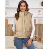 imageGihuo Womens Corduroy Puffer Vest Stand Collar Zip Up Padded Vests Sleeveless Quilted Jackets Snap Gilet with PocketsKhaki