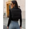 imageGihuo Womens Cropped Puffer Vest Sleeveless Puffer Jacket Padded Gilet Outerwear Winter Full Zip Lightweight CoatBlack
