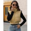 imageGihuo Womens Cropped Puffer Vest Sleeveless Puffer Jacket Padded Gilet Outerwear Winter Full Zip Lightweight CoatKhaki