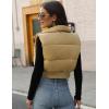 imageGihuo Womens Cropped Puffer Vest Sleeveless Puffer Jacket Padded Gilet Outerwear Winter Full Zip Lightweight CoatKhaki
