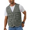 imageGihuo Mens Fishing Vest Casual Utility Travel Safari Cargo Outdoor Work Photo Fly Vest Jacket with Multi PocketsArmy Green