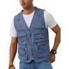 imageGihuo Mens Fishing Vest Casual Utility Travel Safari Cargo Outdoor Work Photo Fly Vest Jacket with Multi PocketsBlue