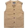 imageGihuo Mens Travel Vest Casual Outdoor MultiPocket VNeck Button Cotton Workwear VestKhaki