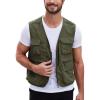 imageGihuo Mens Utility Fishing Vest Lightweight Outdoor Work Safari Travel Cargo Vest with MultiPocketsArmygreen