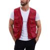 imageGihuo Mens Utility Fishing Vest Lightweight Outdoor Work Safari Travel Cargo Vest with MultiPocketsRed