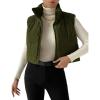imageGihuo Womens Corduroy Puffer Vest Cropped Stand Collar Zip Up Vest Quilted Sleeveless Jackets GiletArmygreen