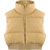 imageGihuo Womens Cropped Puffer Vest Sleeveless Puffer Jacket Padded Gilet Outerwear Winter Full Zip Lightweight CoatKhaki