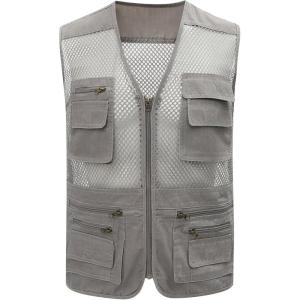 imageGihuo Mens Fishing Safari Vest with Pockets for Summer TravelBeige