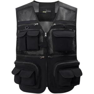 imageGihuo Mens Fishing Safari Vest with Pockets for Summer TravelBlack 03