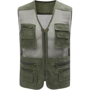 imageGihuo Mens Fishing Safari Vest with Pockets for Summer TravelGreen