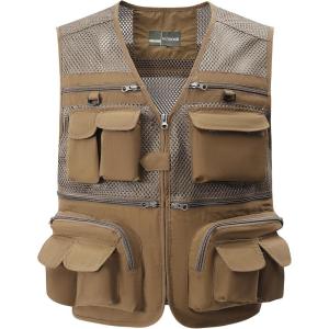 imageGihuo Mens Fishing Safari Vest with Pockets for Summer TravelKhaki 03