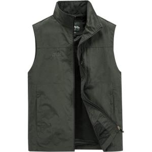 imageGihuo Mens Fishing Vest Utility Vest Casual Outdoor Quick Dry Safari Travel Golf Vest Work VestArmygreen