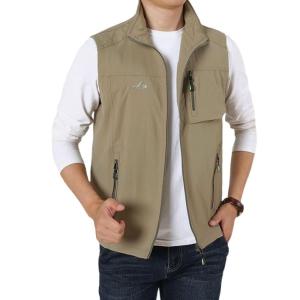 imageGihuo Mens Fishing Vest Utility Vest Casual Outdoor Quick Dry Safari Travel Golf Vest Work VestKhaki 02