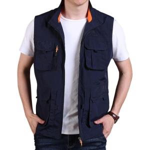 imageGihuo Mens Lightweight Softshell Sleeveless Golf Vest with Zipper Pockets for Travel Hiking Fishing Safari OutwearNavy3