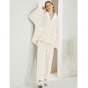 imageGihuo Womens Pajamas Set Fluffy 2 Piece Pjs Fuzzy Top Pants Loose Coral Fleece Loungewear Sleepwear Winter Warm PjBeige