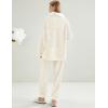 imageGihuo Womens Pajamas Set Fluffy 2 Piece Pjs Fuzzy Top Pants Loose Coral Fleece Loungewear Sleepwear Winter Warm PjBeige