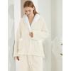 imageGihuo Womens Pajamas Set Fluffy 2 Piece Pjs Fuzzy Top Pants Loose Coral Fleece Loungewear Sleepwear Winter Warm PjBeige