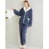 imageGihuo Womens Pajamas Set Fluffy 2 Piece Pjs Fuzzy Top Pants Loose Coral Fleece Loungewear Sleepwear Winter Warm PjDarkblue