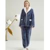 imageGihuo Womens Pajamas Set Fluffy 2 Piece Pjs Fuzzy Top Pants Loose Coral Fleece Loungewear Sleepwear Winter Warm PjDarkblue