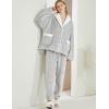 imageGihuo Womens Pajamas Set Fluffy 2 Piece Pjs Fuzzy Top Pants Loose Coral Fleece Loungewear Sleepwear Winter Warm PjLightgrey