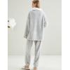 imageGihuo Womens Pajamas Set Fluffy 2 Piece Pjs Fuzzy Top Pants Loose Coral Fleece Loungewear Sleepwear Winter Warm PjLightgrey
