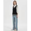 imageGihuo Womens Sweater Vest V Neck Uniform Sleeveless Knitted School JK Pullover Tops ClassicBlack